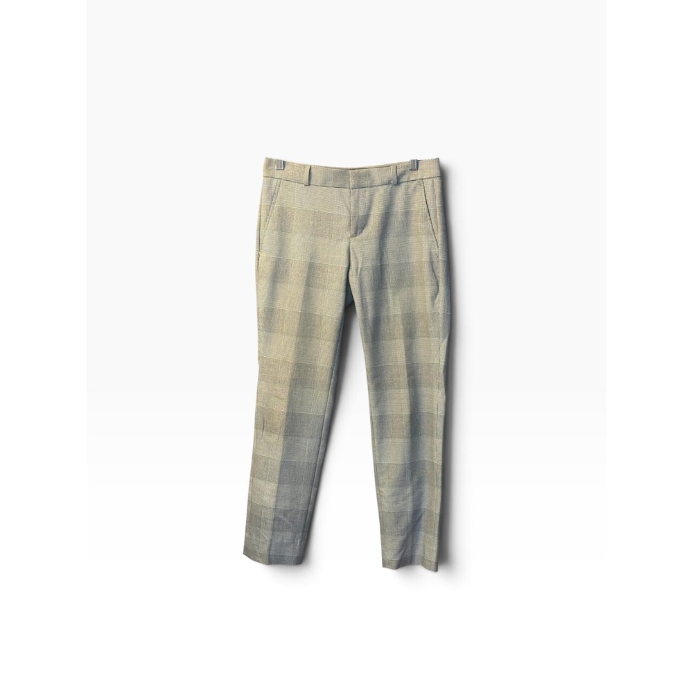 Banana Republic Ryan Pants Womens 2 Grey Green Plaid Slim Straight Stretch Work